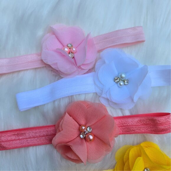 New Flower Baby Headbands – 5-Pack for Newborn Girls, Soft & Stretchy - Picture 3 of 3